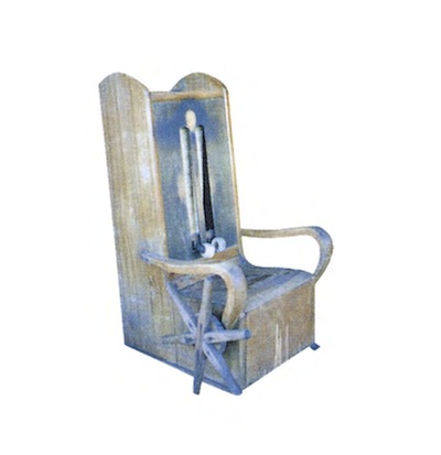 A vintage Shiatsu massage chair made by Fujiiryoki in 1951.
