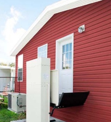 Platform lift used to access above ground entry way